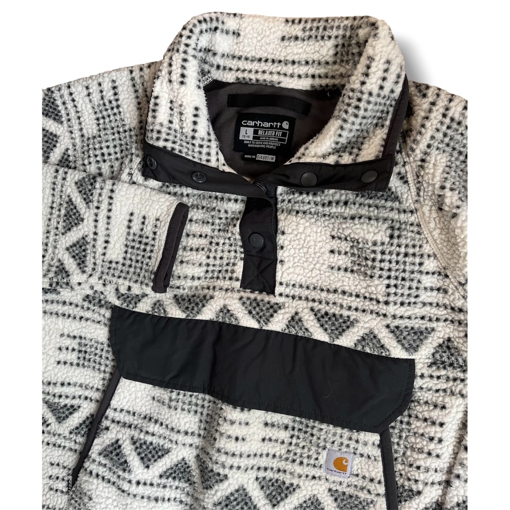 Carhartt Womens Relaxed Fit Sherpa Fleece Pullover Tribal Geometric OJ4991-W L